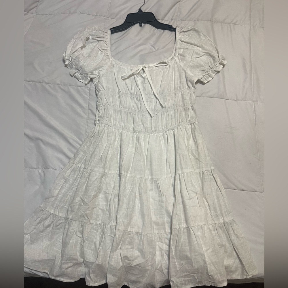 White Ruffle sleeve sun dress
